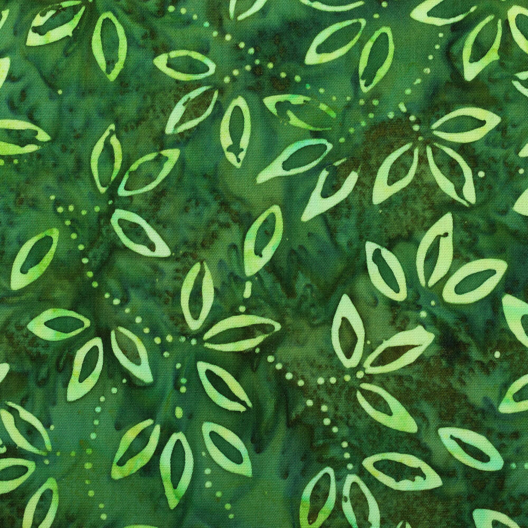 10 yd. Full Bolt: Feldman Premium Indonesian Batik Green Leaves Fabric
